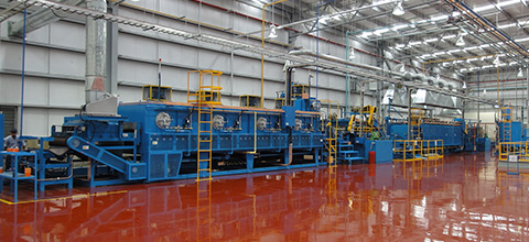 Meshbelt conveyor type heat-treatment furnace line